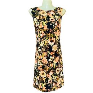 Summer Sheath Sleeveless Black Orange Yellow Floral 8 Medium RONNIE NICOLE